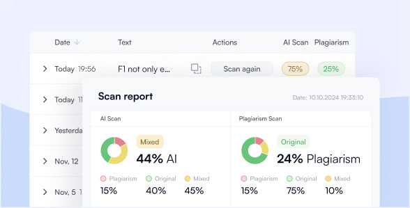 Scan history and sharable certificates